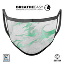Mint Marble & Digital Gold Foil V3 - Made in USA Mouth Cover Unisex Anti-Dust Cotton Blend Reusable & Washable Face Mask with Adjustable Sizing for Adult or Child