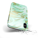 Mint Marble & Digital Gold Foil V4 - iPhone X Swappable Hybrid Case