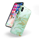 Mint Marble & Digital Gold Foil V4 - iPhone X Swappable Hybrid Case