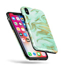 Mint Marble & Digital Gold Foil V4 - iPhone X Swappable Hybrid Case