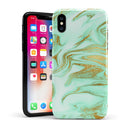 Mint Marble & Digital Gold Foil V4 - iPhone X Swappable Hybrid Case