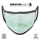 Mint Marble & Digital Gold Foil V7 - Made in USA Mouth Cover Unisex Anti-Dust Cotton Blend Reusable & Washable Face Mask with Adjustable Sizing for Adult or Child