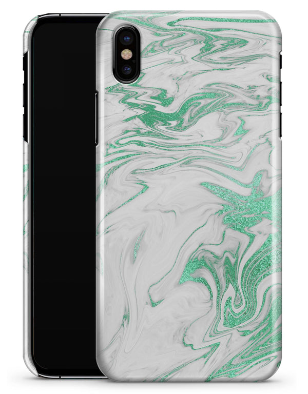 Mint Marble & Digital Gold Foil V8 - iPhone X Clipit Case