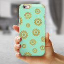 Mint and Gold Floral v10 iPhone 6/6s or 6/6s Plus 2-Piece Hybrid INK-Fuzed Case