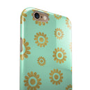 Mint and Gold Floral v10 iPhone 6/6s or 6/6s Plus 2-Piece Hybrid INK-Fuzed Case