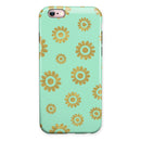 Mint and Gold Floral v10 iPhone 6/6s or 6/6s Plus 2-Piece Hybrid INK-Fuzed Case