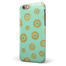 Mint and Gold Floral v10 iPhone 6/6s or 6/6s Plus 2-Piece Hybrid INK-Fuzed Case