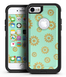 Mint and Gold Floral v10 - iPhone 7 or 7 Plus Commuter Case Skin Kit