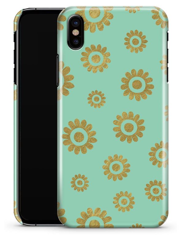 Mint and Gold Floral v10 - iPhone X Clipit Case
