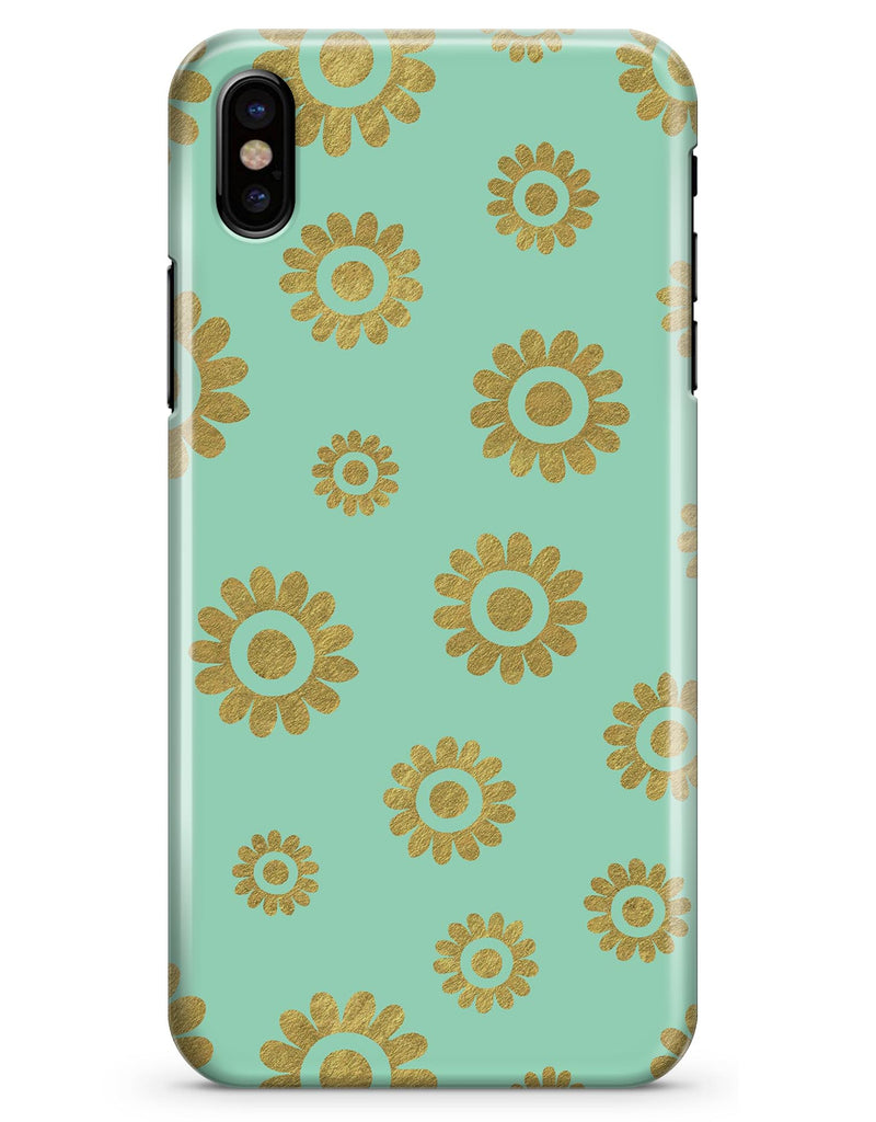 Mint and Gold Floral v10 - iPhone X Clipit Case