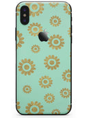 Mint and Gold Floral v10 - iPhone X Skin-Kit