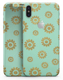 Mint and Gold Floral v10 - iPhone X Skin-Kit