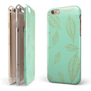 Mint and Gold Floral v11 iPhone 6/6s or 6/6s Plus 2-Piece Hybrid INK-Fuzed Case