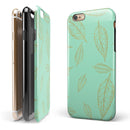 Mint and Gold Floral v11 iPhone 6/6s or 6/6s Plus 2-Piece Hybrid INK-Fuzed Case