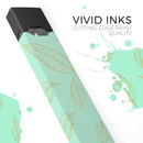 Mint and Gold Floral v11 - Premium Decal Protective Skin-Wrap Sticker compatible with the Juul Labs vaping device
