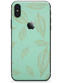 Mint and Gold Floral v11 - iPhone X Skin-Kit