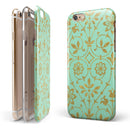 Mint and Gold Floral v12 iPhone 6/6s or 6/6s Plus 2-Piece Hybrid INK-Fuzed Case