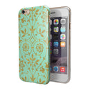 Mint and Gold Floral v12 iPhone 6/6s or 6/6s Plus 2-Piece Hybrid INK-Fuzed Case