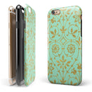 Mint and Gold Floral v12 iPhone 6/6s or 6/6s Plus 2-Piece Hybrid INK-Fuzed Case