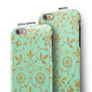 Mint and Gold Floral v12 iPhone 6/6s or 6/6s Plus 2-Piece Hybrid INK-Fuzed Case