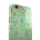 Mint and Gold Floral v12 iPhone 6/6s or 6/6s Plus 2-Piece Hybrid INK-Fuzed Case