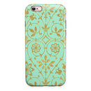 Mint and Gold Floral v12 iPhone 6/6s or 6/6s Plus 2-Piece Hybrid INK-Fuzed Case
