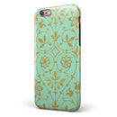 Mint and Gold Floral v12 iPhone 6/6s or 6/6s Plus 2-Piece Hybrid INK-Fuzed Case
