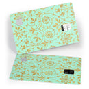 Mint and Gold Floral v12 - Premium Protective Decal Skin-Kit for the Apple Credit Card