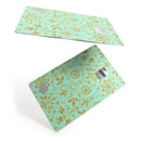Mint and Gold Floral v12 - Premium Protective Decal Skin-Kit for the Apple Credit Card