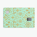 Mint and Gold Floral v12 - Premium Protective Decal Skin-Kit for the Apple Credit Card