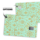 Mint and Gold Floral v12 - Premium Protective Decal Skin-Kit for the Apple Credit Card