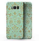 Mint and Gold Floral v12 - Samsung Galaxy S8 Full-Body Skin Kit