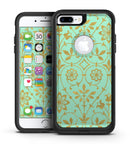 Mint and Gold Floral v12 - iPhone 7 or 7 Plus Commuter Case Skin Kit