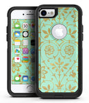 Mint and Gold Floral v12 - iPhone 7 or 7 Plus Commuter Case Skin Kit