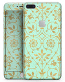 Mint and Gold Floral v12 - Skin-kit for the iPhone 8 or 8 Plus