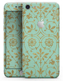 Mint and Gold Floral v12 - Skin-kit for the iPhone 8 or 8 Plus