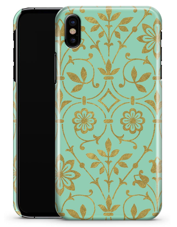 Mint and Gold Floral v12 - iPhone X Clipit Case