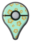Mint and Gold Floral v1 Pokémon GO Plus Vinyl Protective Decal Skin Kit