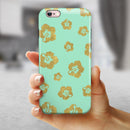 Mint and Gold Floral v1 iPhone 6/6s or 6/6s Plus 2-Piece Hybrid INK-Fuzed Case