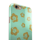 Mint and Gold Floral v1 iPhone 6/6s or 6/6s Plus 2-Piece Hybrid INK-Fuzed Case