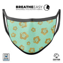 Mint and Gold Floral v1 - Made in USA Mouth Cover Unisex Anti-Dust Cotton Blend Reusable & Washable Face Mask with Adjustable Sizing for Adult or Child