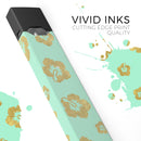 Mint and Gold Floral v1 - Premium Decal Protective Skin-Wrap Sticker compatible with the Juul Labs vaping device