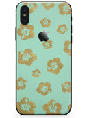 Mint and Gold Floral v1 - iPhone X Skin-Kit