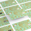 Mint and Gold Floral v2 - Premium Protective Decal Skin-Kit for the Apple Credit Card