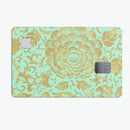 Mint and Gold Floral v2 - Premium Protective Decal Skin-Kit for the Apple Credit Card