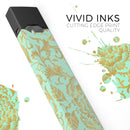 Mint and Gold Floral v2 - Premium Decal Protective Skin-Wrap Sticker compatible with the Juul Labs vaping device