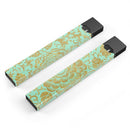 Mint and Gold Floral v2 - Premium Decal Protective Skin-Wrap Sticker compatible with the Juul Labs vaping device