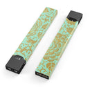 Mint and Gold Floral v2 - Premium Decal Protective Skin-Wrap Sticker compatible with the Juul Labs vaping device