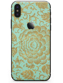 Mint and Gold Floral v2 - iPhone X Skin-Kit