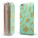 Mint and Gold Floral v3 iPhone 6/6s or 6/6s Plus 2-Piece Hybrid INK-Fuzed Case